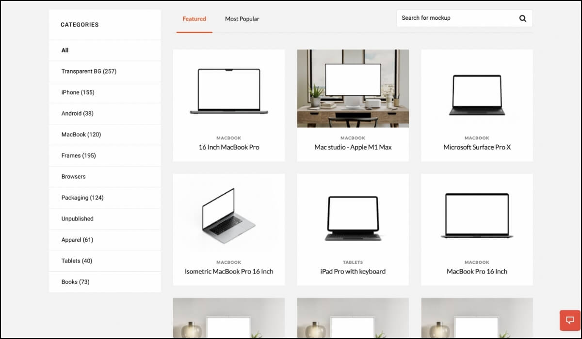 Mockups Jar's website showing a range of laptop screen mockups