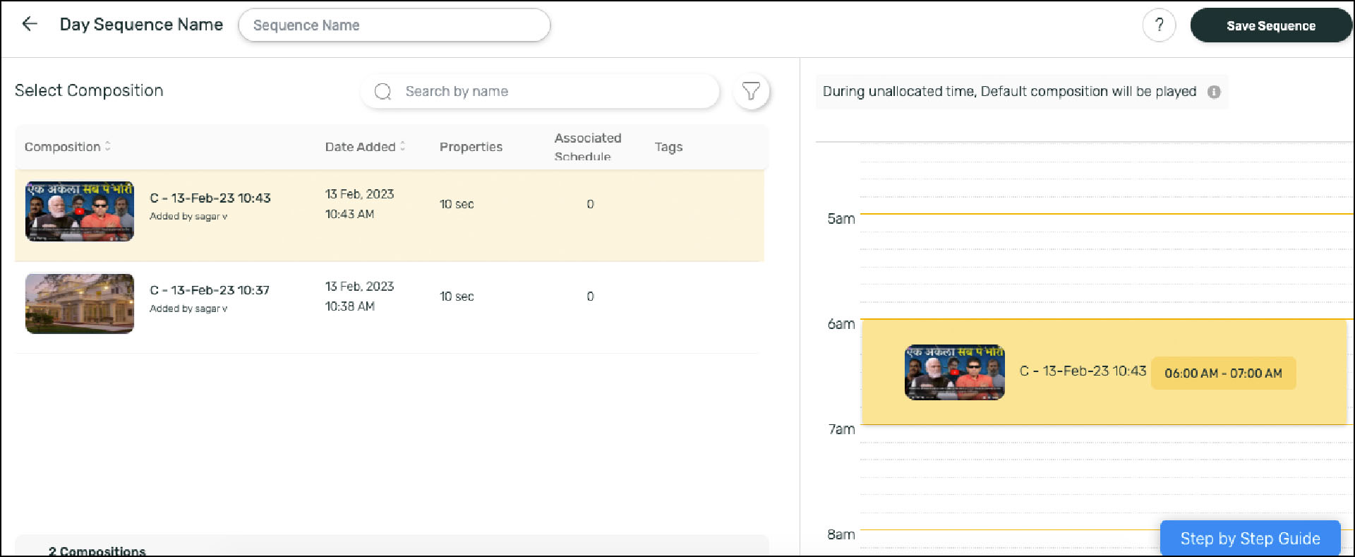 Screenhot of Pickcel software window showing the scheduler interface.