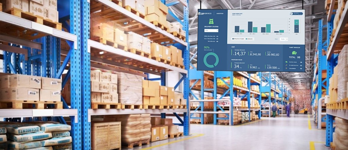 digital signage showing warehouse insight