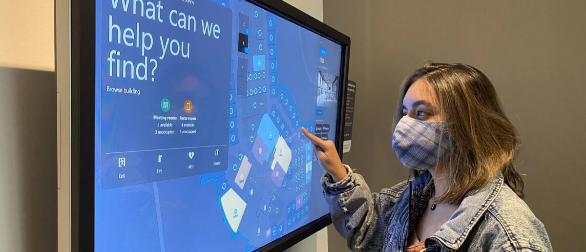 representative image of a digital wayfinding display in a hospital