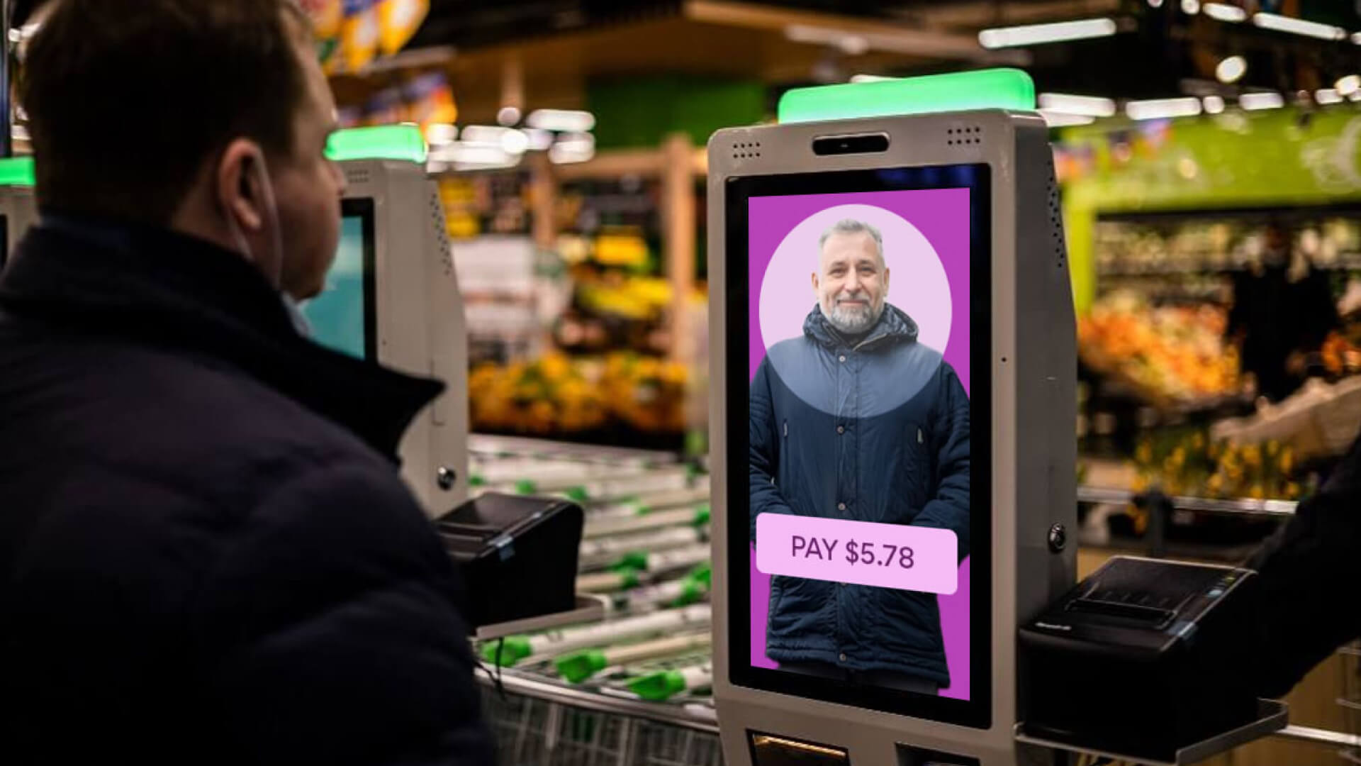 Use of facial recognition technology in grocery stores for payments.