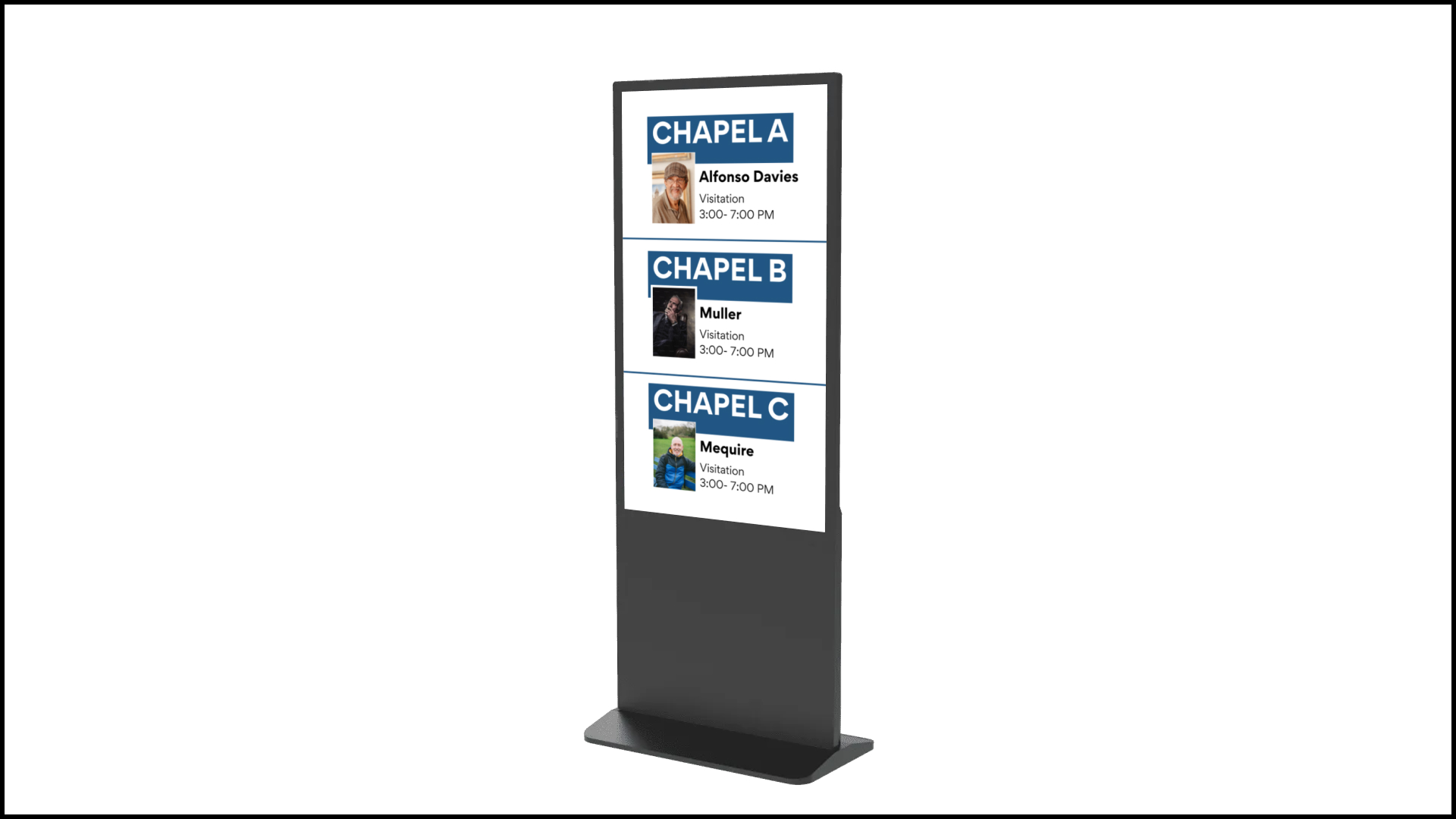  Freestanding funeral home display used for dynamic content.