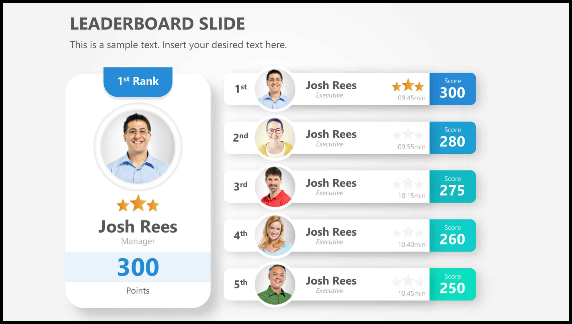 An employee reward points leaderboard in a company.