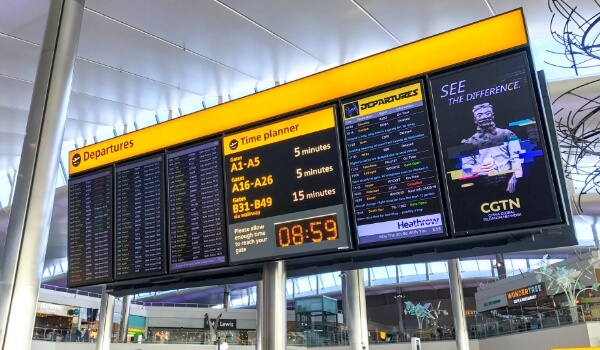 Heathrow Airport celebrating Star Wars Day brilliantly with FIDS display of flights to the galaxies
