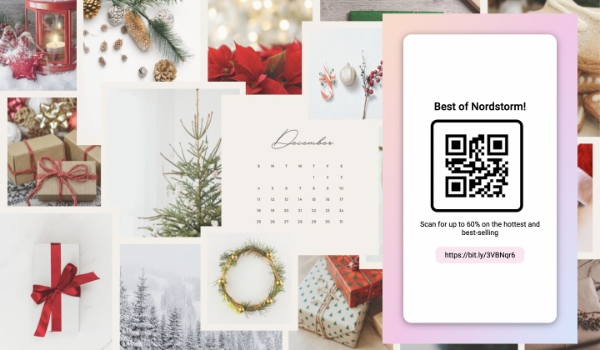 Pink & white holiday signage idea with a QR code to avail of holiday discounts