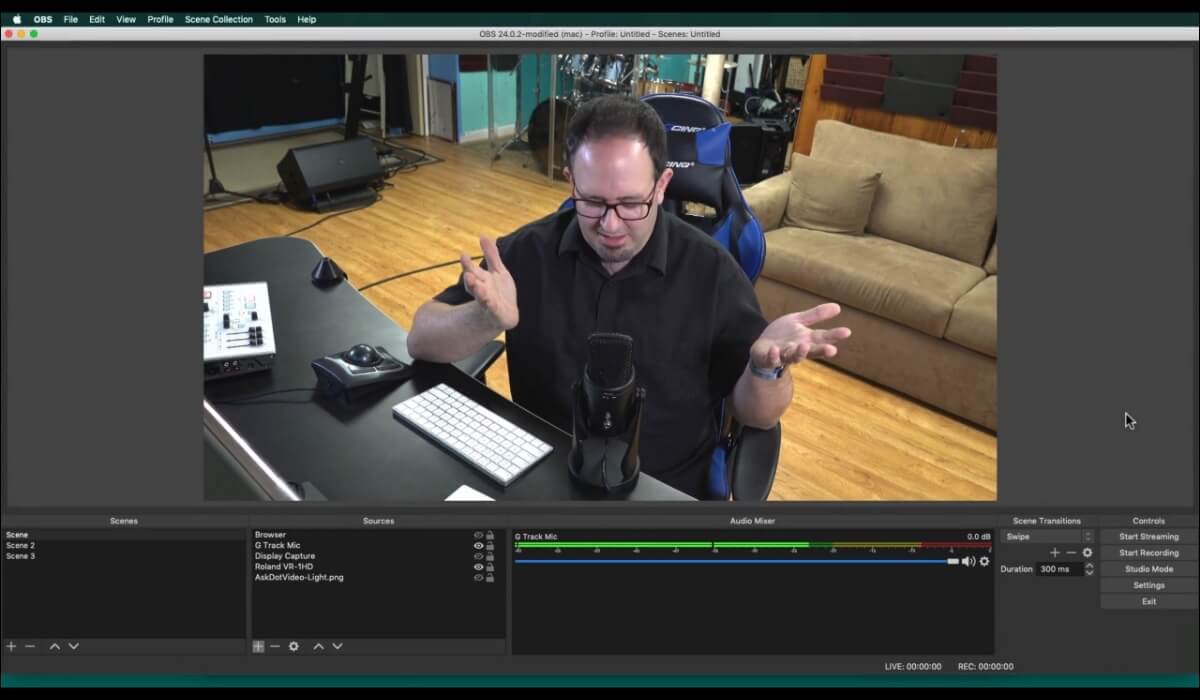 OBS Studio video broadcasting tool features show all editing options