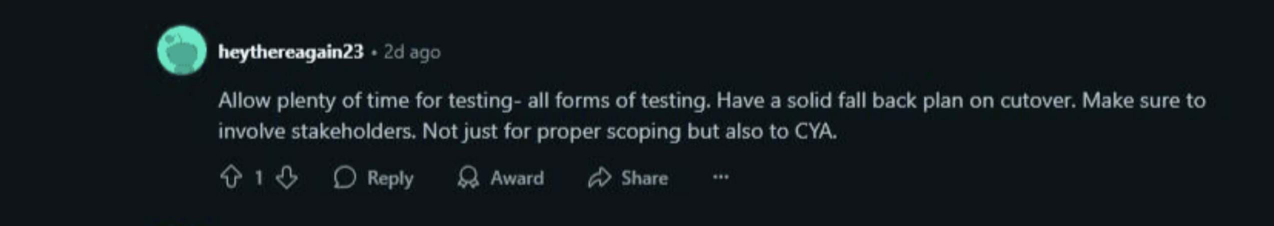 reddit comment on onpremise to cloud migration