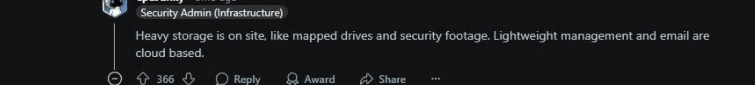 reddit comment on cloud to onpremise migration
