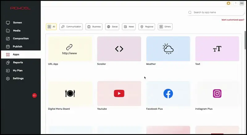 Pickcel digital signage software offers impressive apps and widgets to help you make unique content