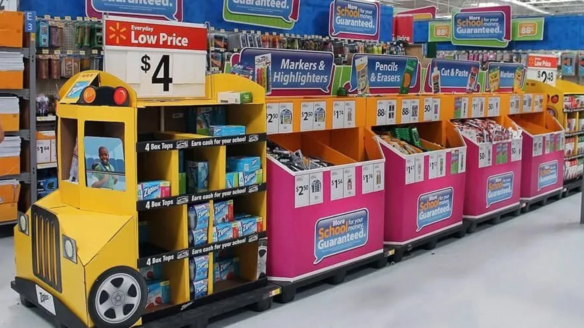 A POP display strategically designed and placed to promote school stationeries.