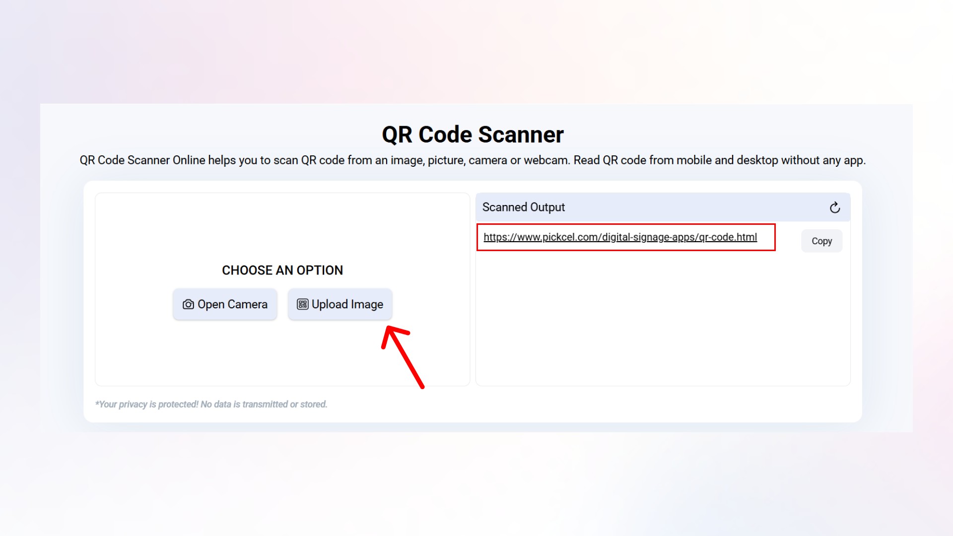 demo to use qr code checker