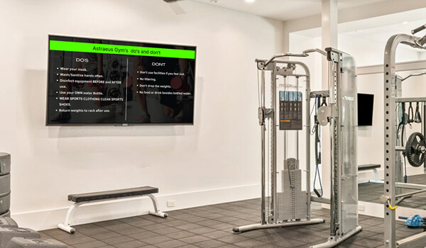 Gym TV solution informs the gym members about the dos and don'ts of workout