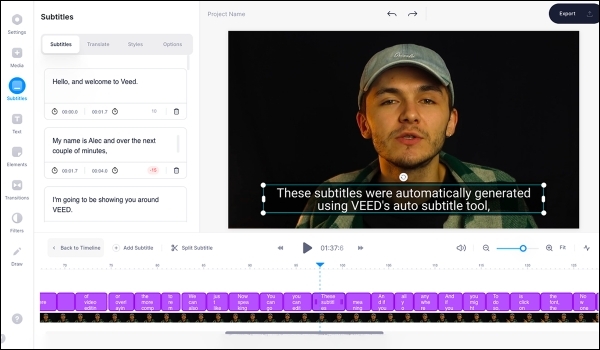 Super cool video editing features with automatic subtitle generator