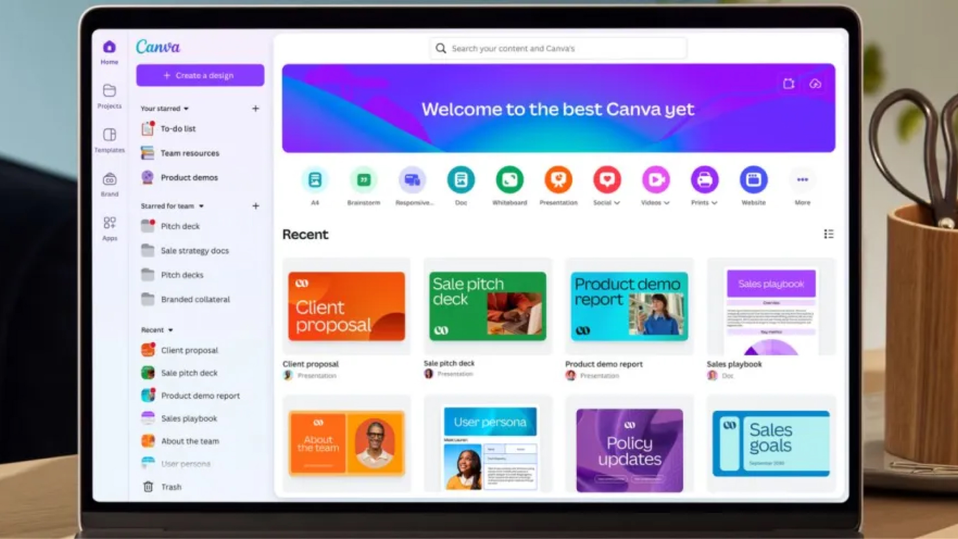 Image showing the dasboard of popular design tool Canva.