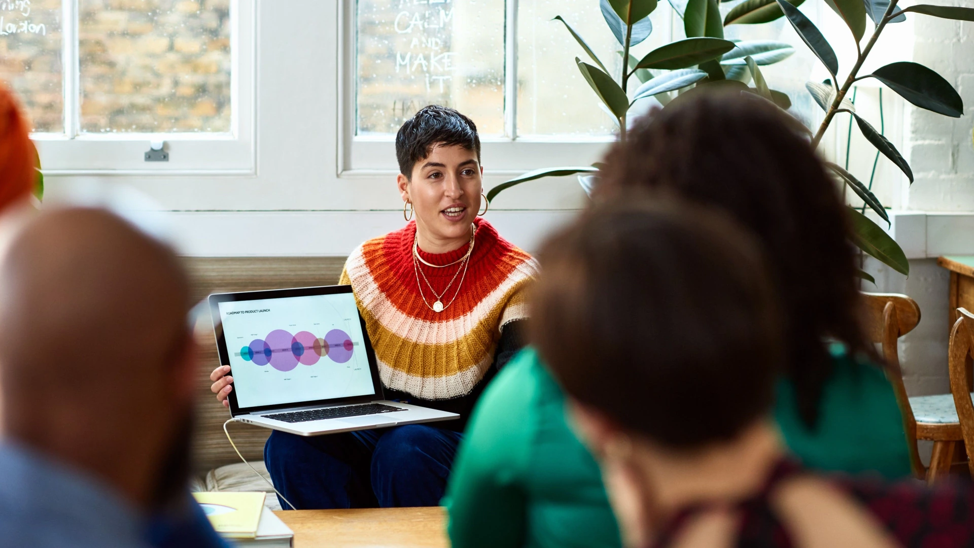 Representative image of using visuals to present company updates.