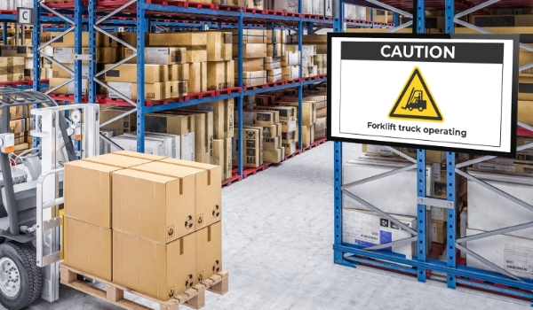 Use of digital signage for safety and security purposes at warehouses