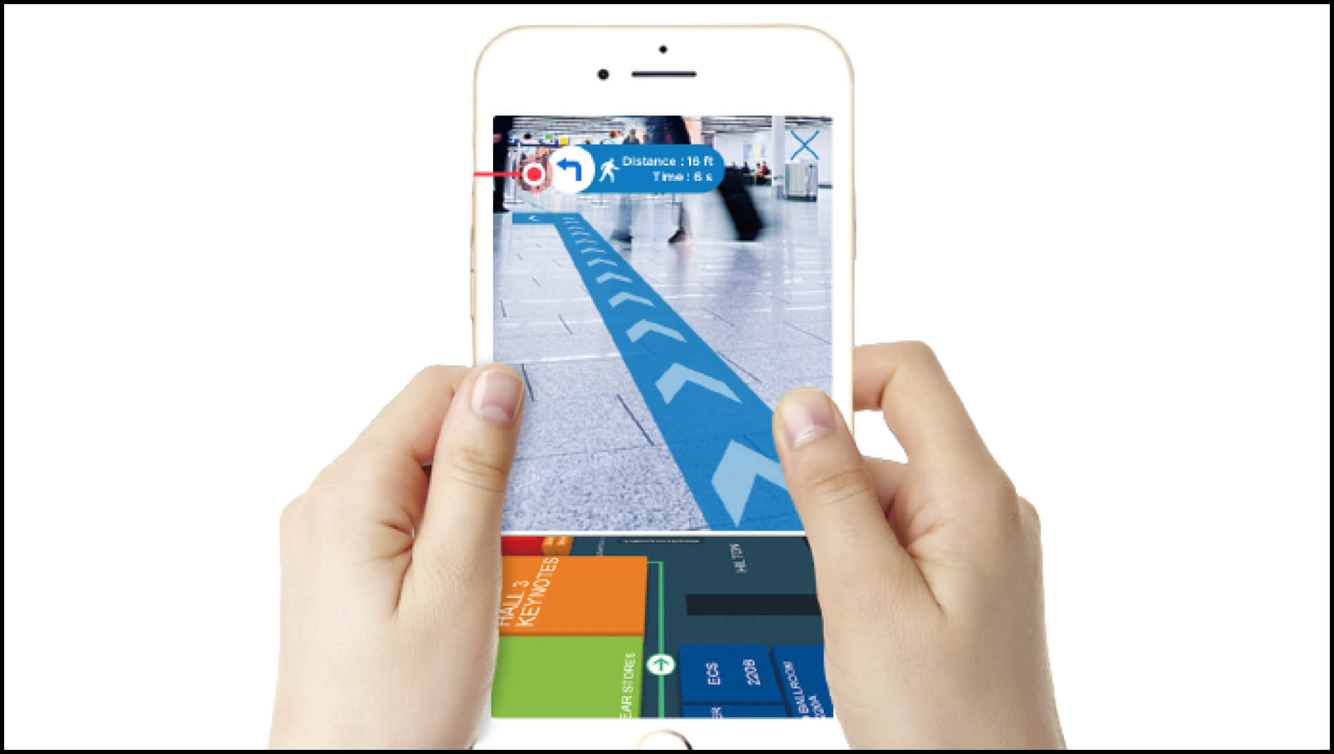  An artificial reality wayfinding map on a mobile device