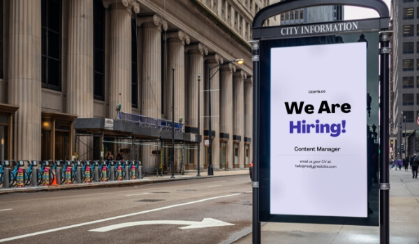 A digital hiring poster showing who to reach out to and job designation offered