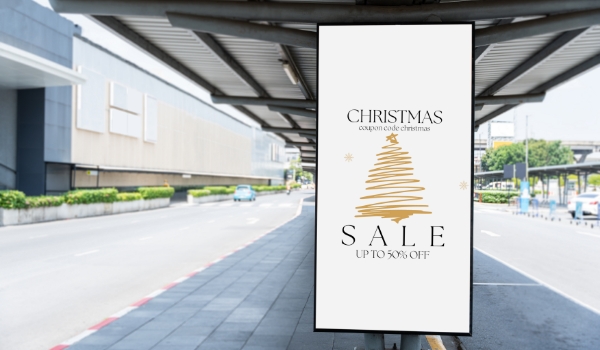 A digital advertising poster showing Christmas offers and discounts